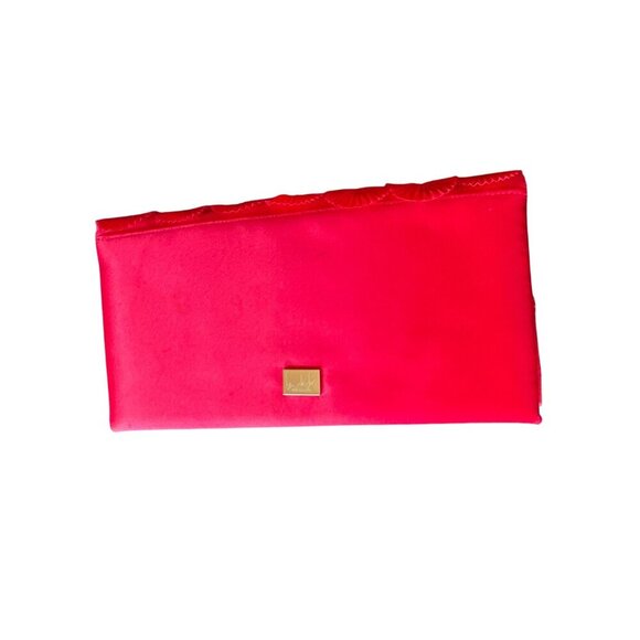 Ben De Lisi Red Pleated Clutch Purse With Snap Closure & Wrist Strap - Picture 3 of 7